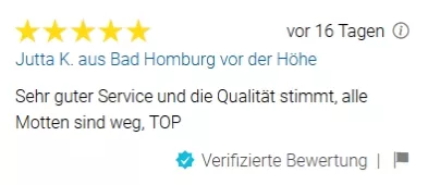 Sehr guter Service und die Qualität stimmt, alle Motten sind weg, TOP