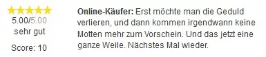 Erst möchte man die Geduld verlieren, und dann kommen irgendwann keine Motten mehr zum Vorschein. Und das jetzt eine ganze Weile. Nächstes Mal wieder.